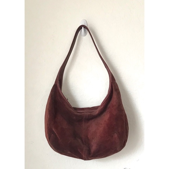 Coach Handbags - Coach Burgundy Suede Shoulder Bag